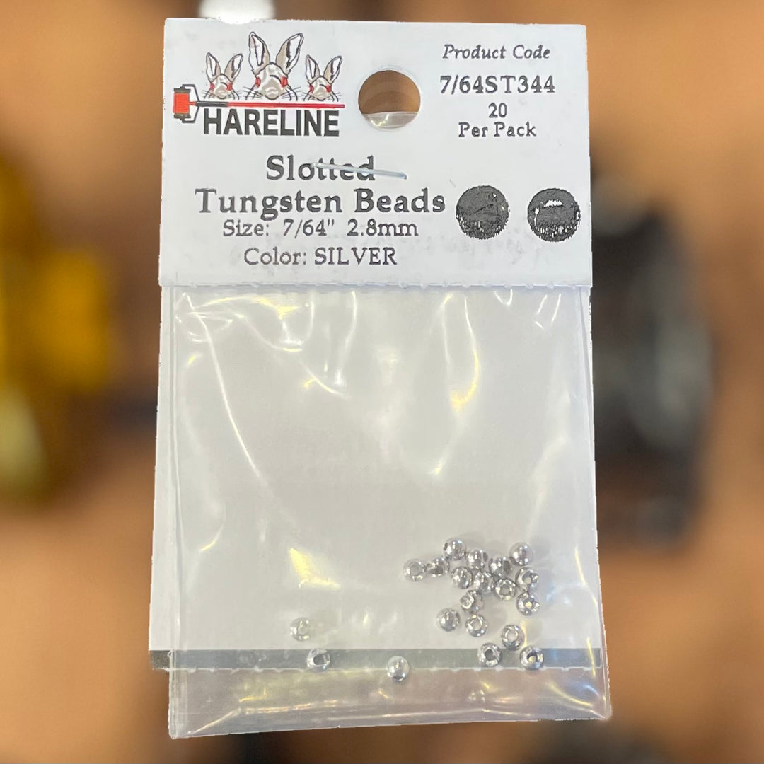 Hareline 7\64" 2.8mm Slotted Tungsten Beads 20 Pack