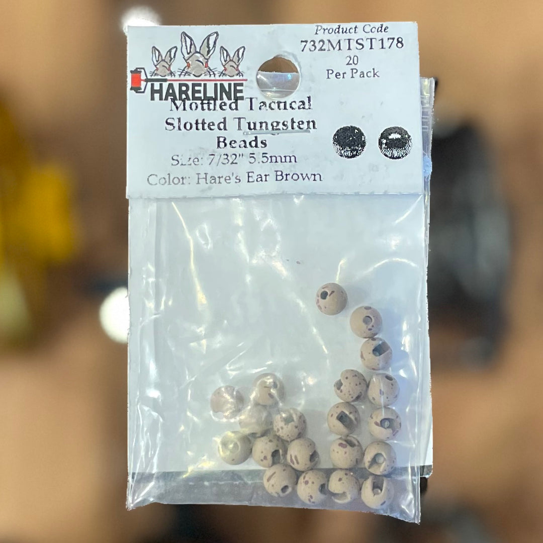 Hareline 7\32" 5.5mm Mottled Tactical Slotted Tungsten Beads 20 Pack