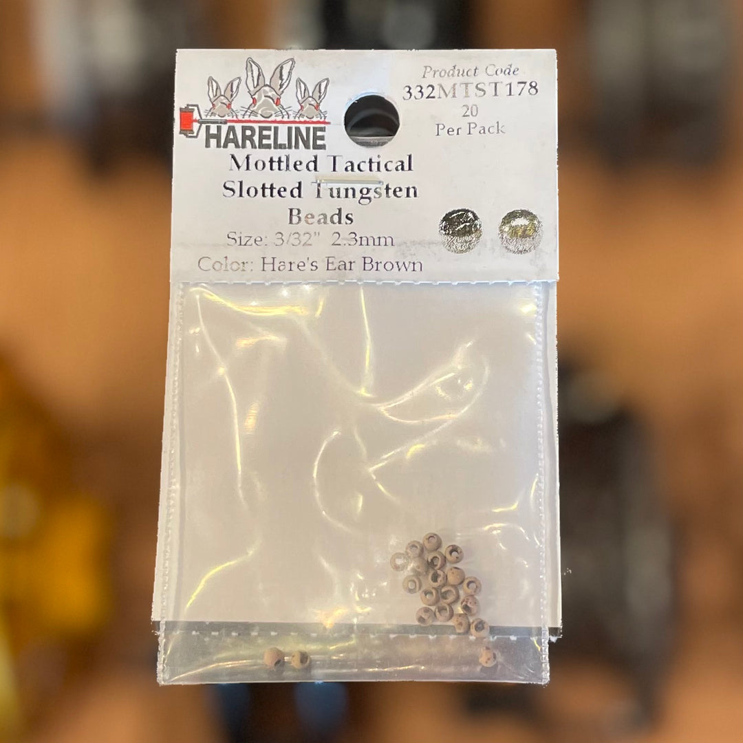 Hareline 3\32" 2.3mm Mottled Tactical Slotted Tungsten Beads 20 Pack