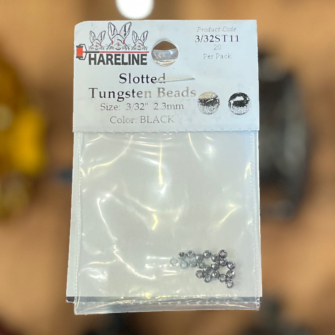 Hareline 3\32" 2.3mm Slotted Tungsten Beads 20 Pack