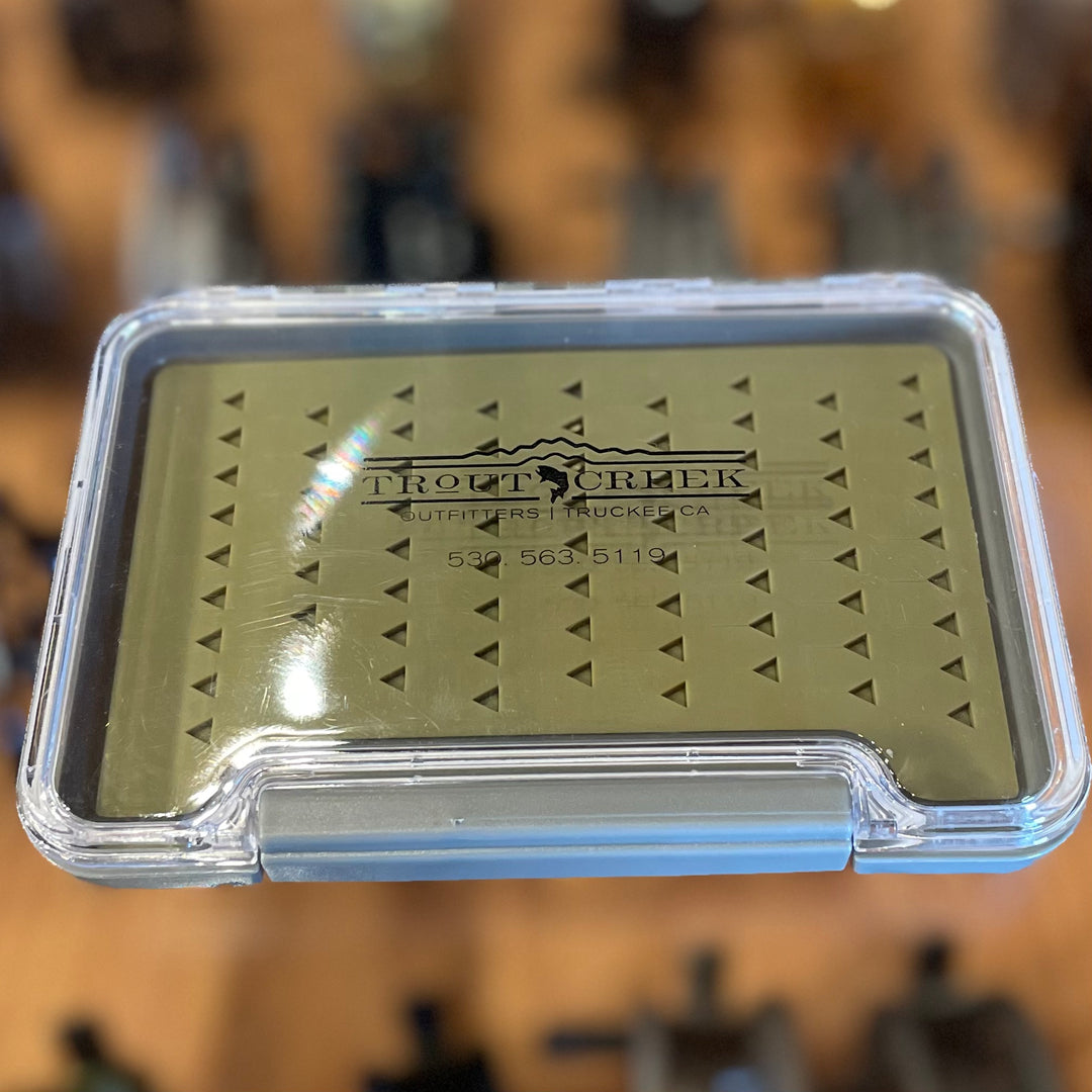 TCO Small Thin Clear Fly Box with Self Healing Silicone Liner