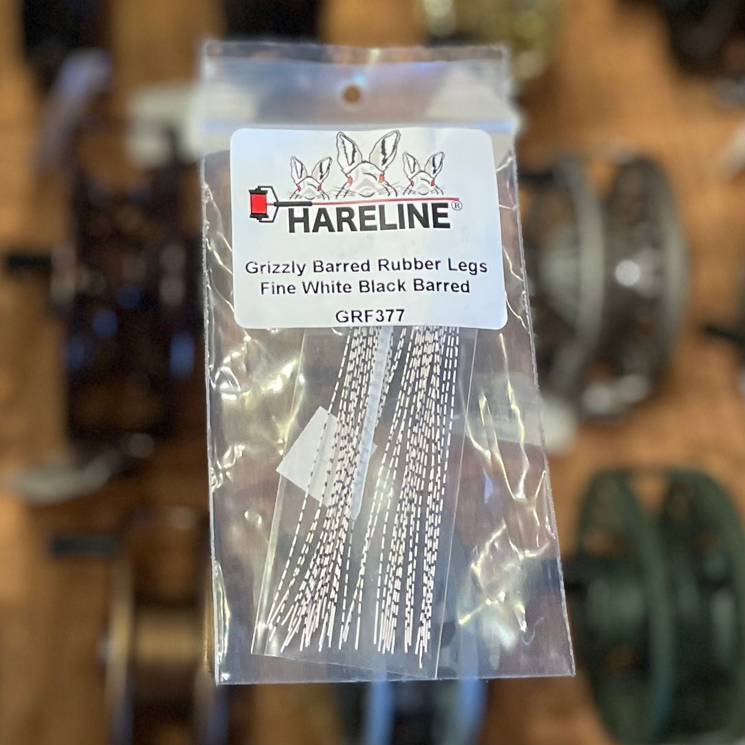 Hareline Grizzly Barred Rubber Legs - Fine White Black Barred