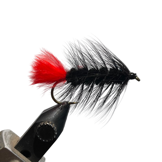 Wooly Worm Bugger- Black/Black W/ Red Tail