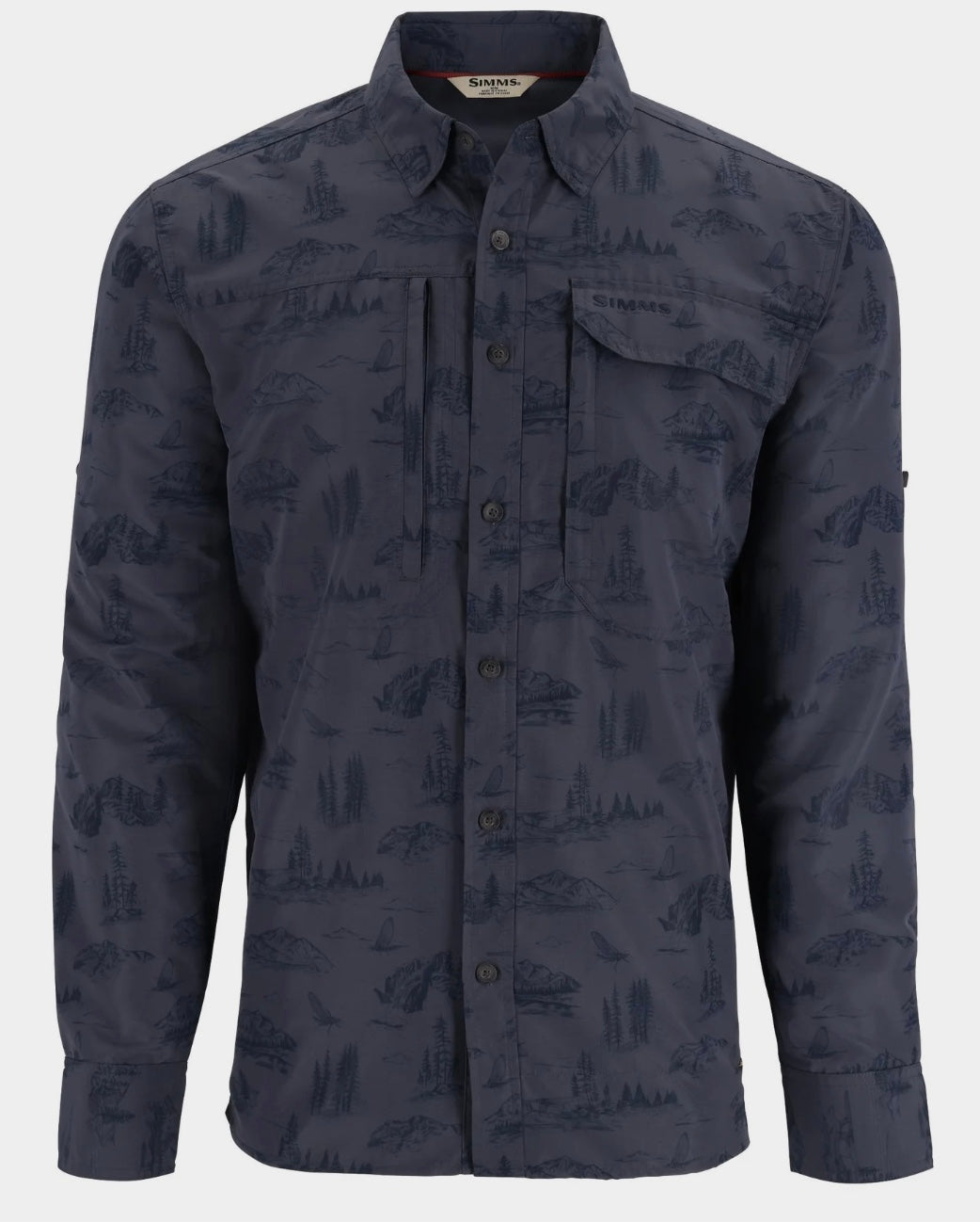 Simms M's Guide Shirt- Selvedge Mayfly Print