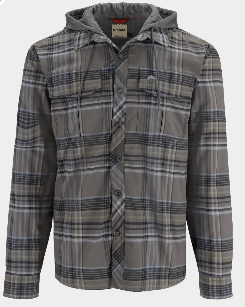 Simms M's Cold Weather Hoody - Gunmetal Neo Plaid