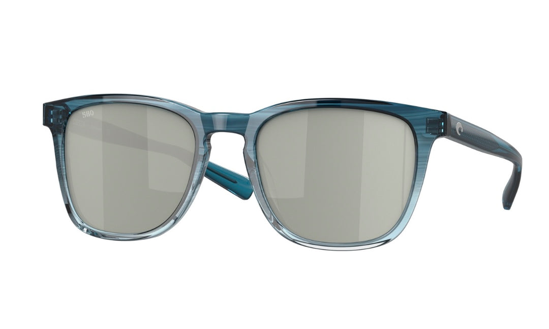 Costa Del Mar Men's Sullivan Polarized Square Sunglasses - Shiny Deep Teal Fade/Grey Silver Mirrored Polarized-580G