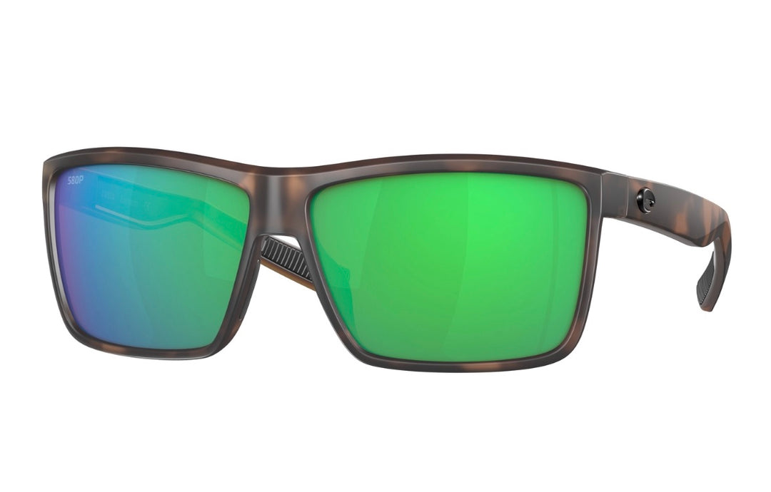 Costa Del Mar Men's Rinconcito Polarized Rectangular Sunglasses - Matte Tortoise/Green Mirrored Polarized-580P