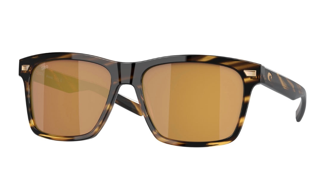 Costa Del Mar Men's Aransas Round Sunglasses - Tortoise/Gold Mirror 580G