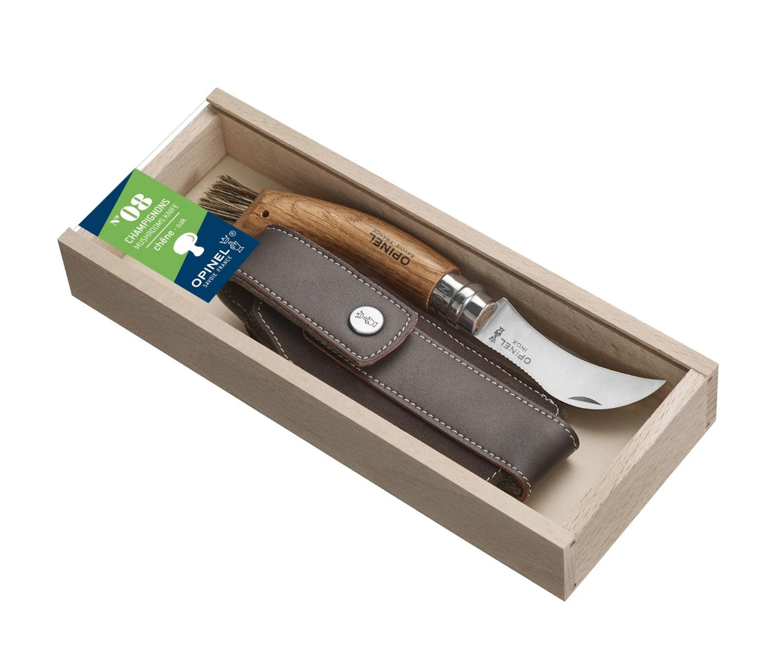 Opinel No.08 Mushroom Folding Knife & Sheath Gift Set