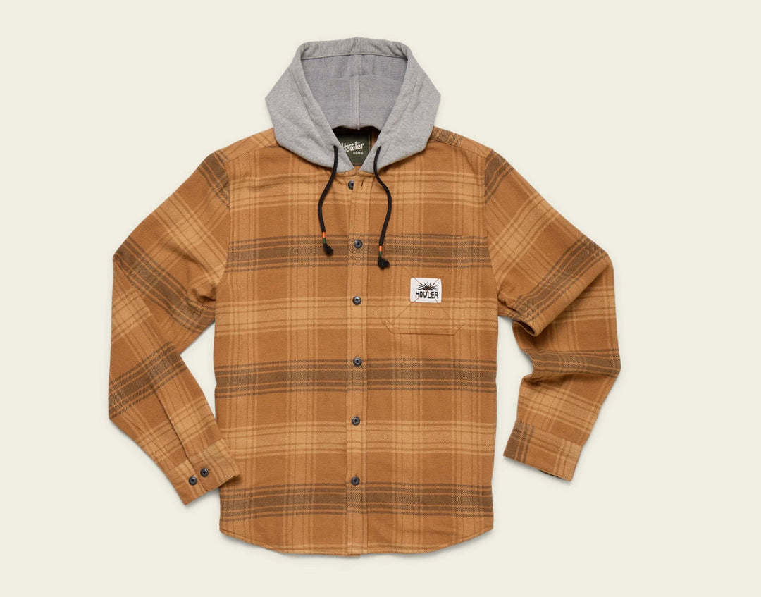 Howler Bros. Salvo Hooded Blanket Flannel - Mesa Plaid: Duck Brown