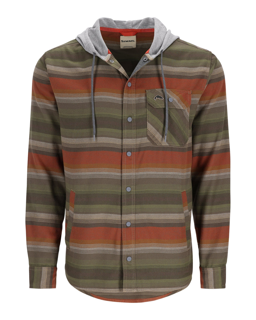 Simms Men's Santee Flannel Hoody - Clay/Cork Stripe