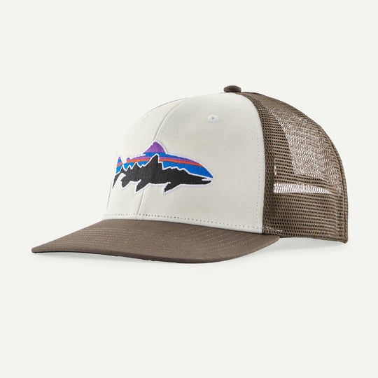 Patagonia Trout Trucker Hat-White W/ Marlow Brown
