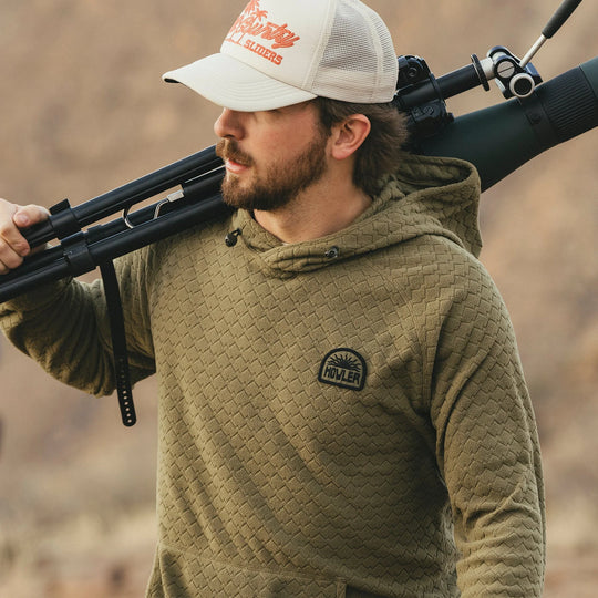 Howler Bros. Palo Duro Fleece Hoodie- Mountain Grid: Fatigue
