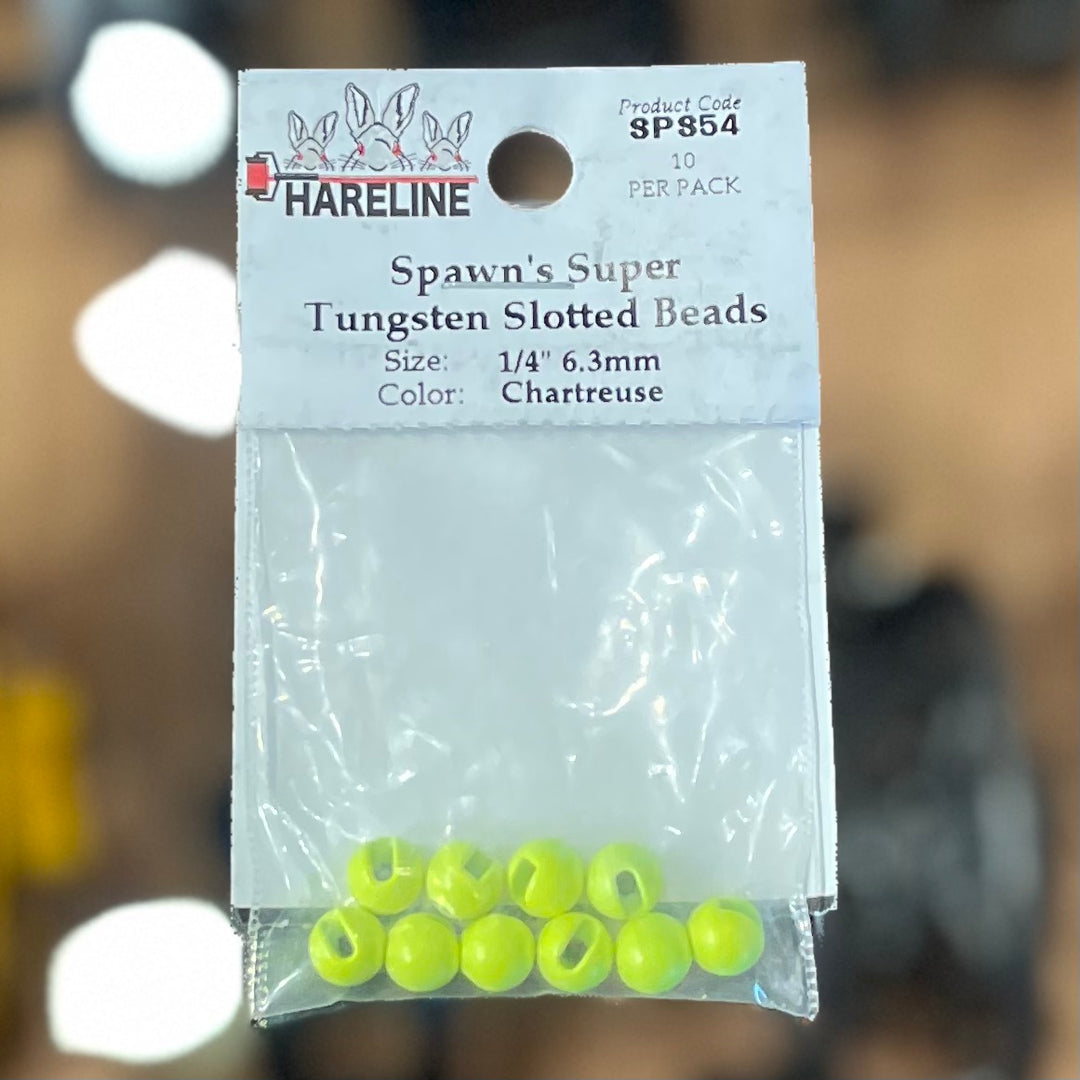 Hareline Spawn's Super Tungsten Slotted Beads - 1\4" 6.3mm