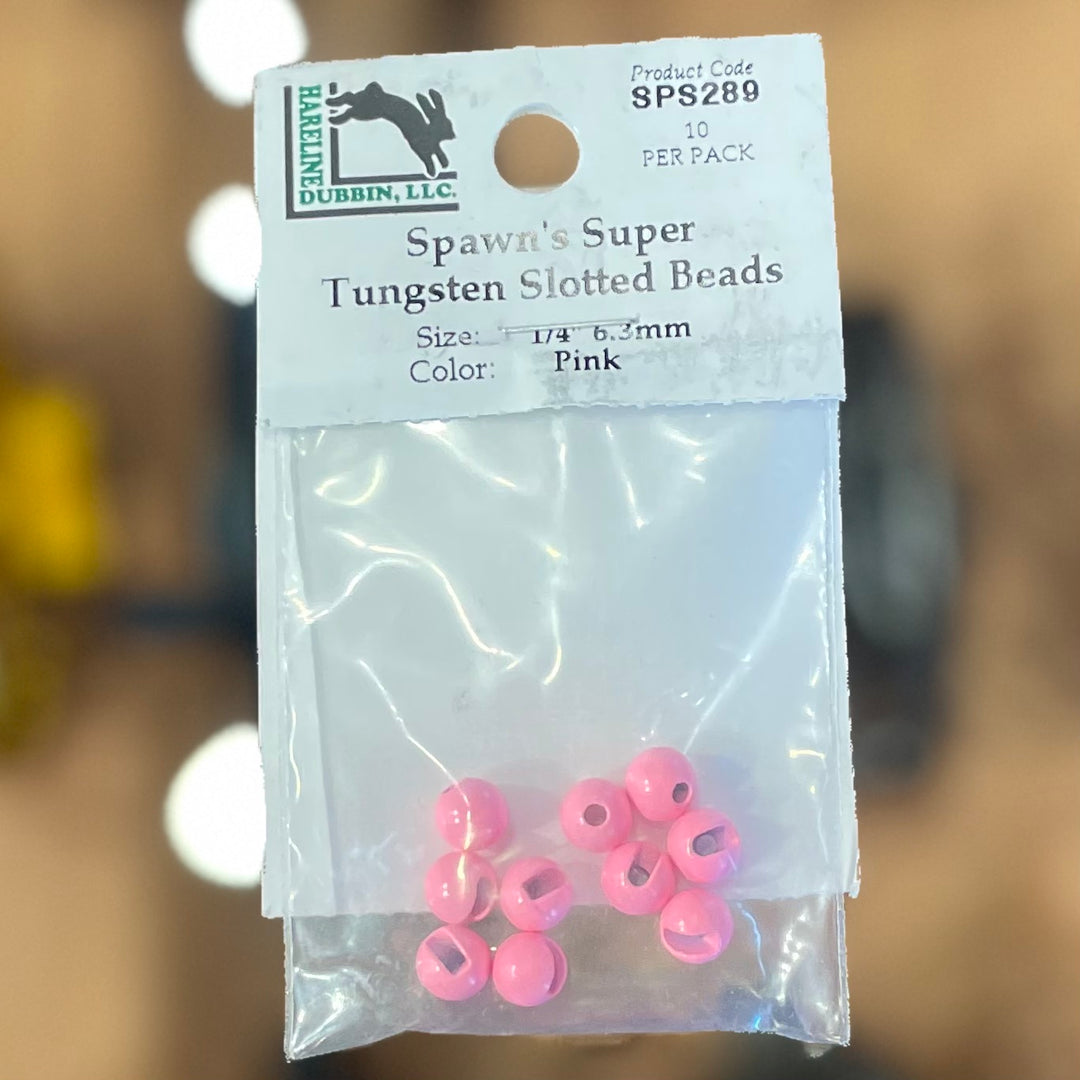 Hareline Spawn's Super Tungsten Slotted Beads - 1\4" 6.3mm
