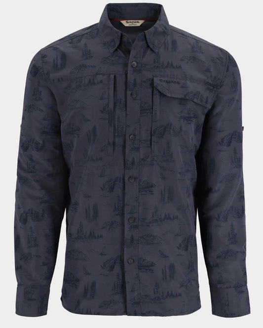 Simms M's Guide Shirt- Selvedge Mayfly Print