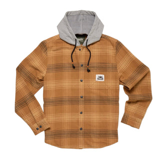 Howler Bros. Salvo Hooded Blanket Flannel - Mesa Plaid: Duck Brown