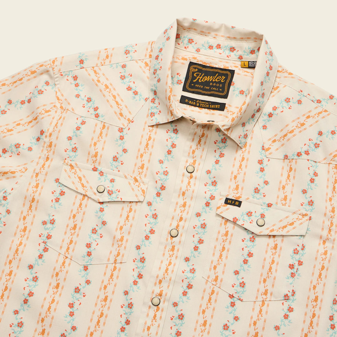 Howler Bros. H Bar Snapshirt- Hibiscus Ribbons: Riverbed Oxford