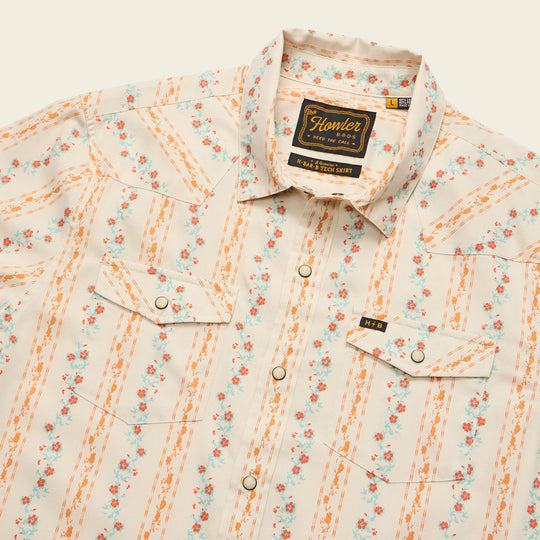 Howler Bros. H Bar Snapshirt- Hibiscus Ribbons: Riverbed Oxford