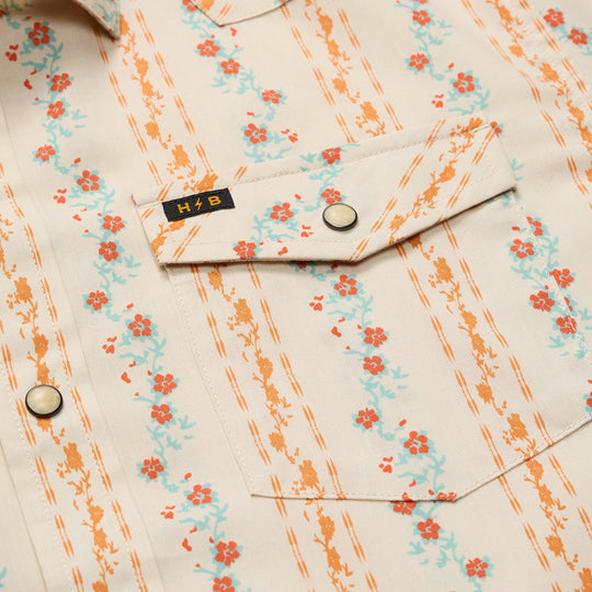 Howler Bros. H Bar Snapshirt- Hibiscus Ribbons: Riverbed Oxford