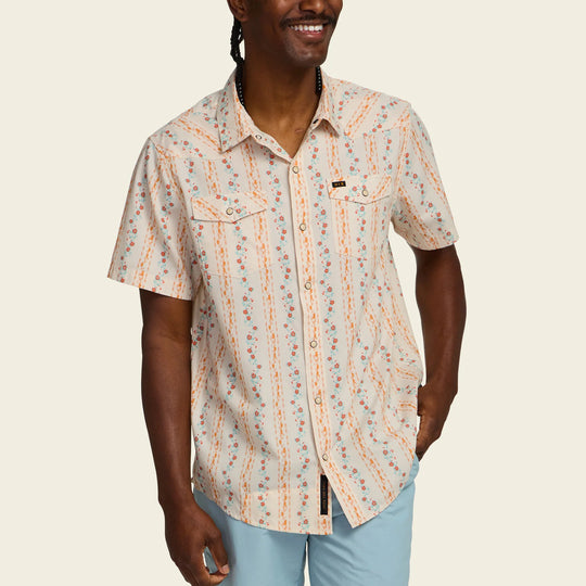 Howler Bros. H Bar Snapshirt- Hibiscus Ribbons: Riverbed Oxford