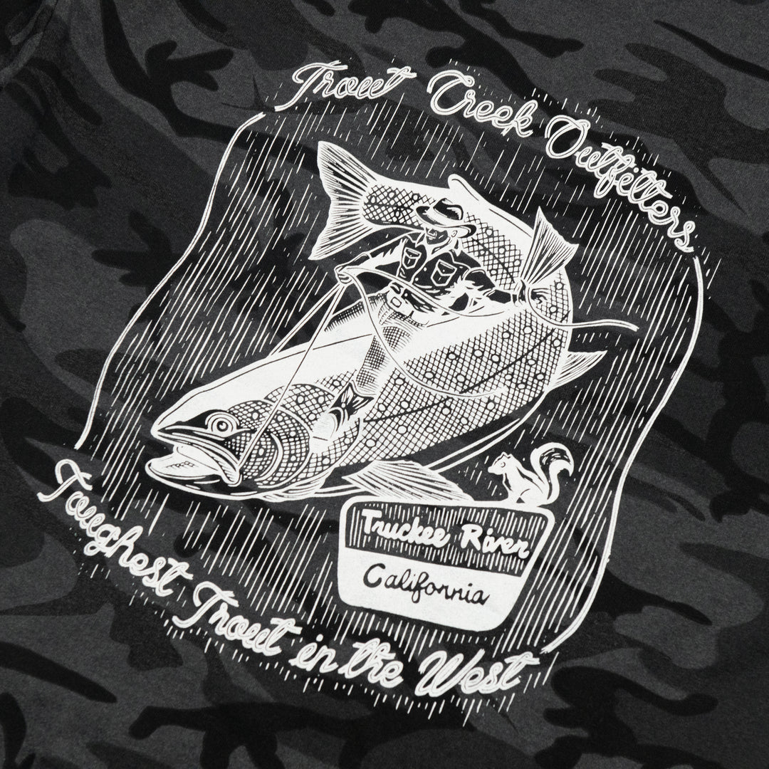 Toughest Trout Hoodie - Black Heather Camo