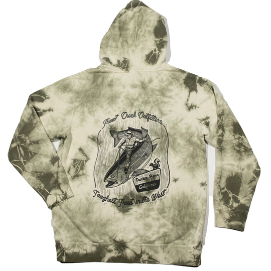 Toughest Trout Hoodie - Olive Tye Dye
